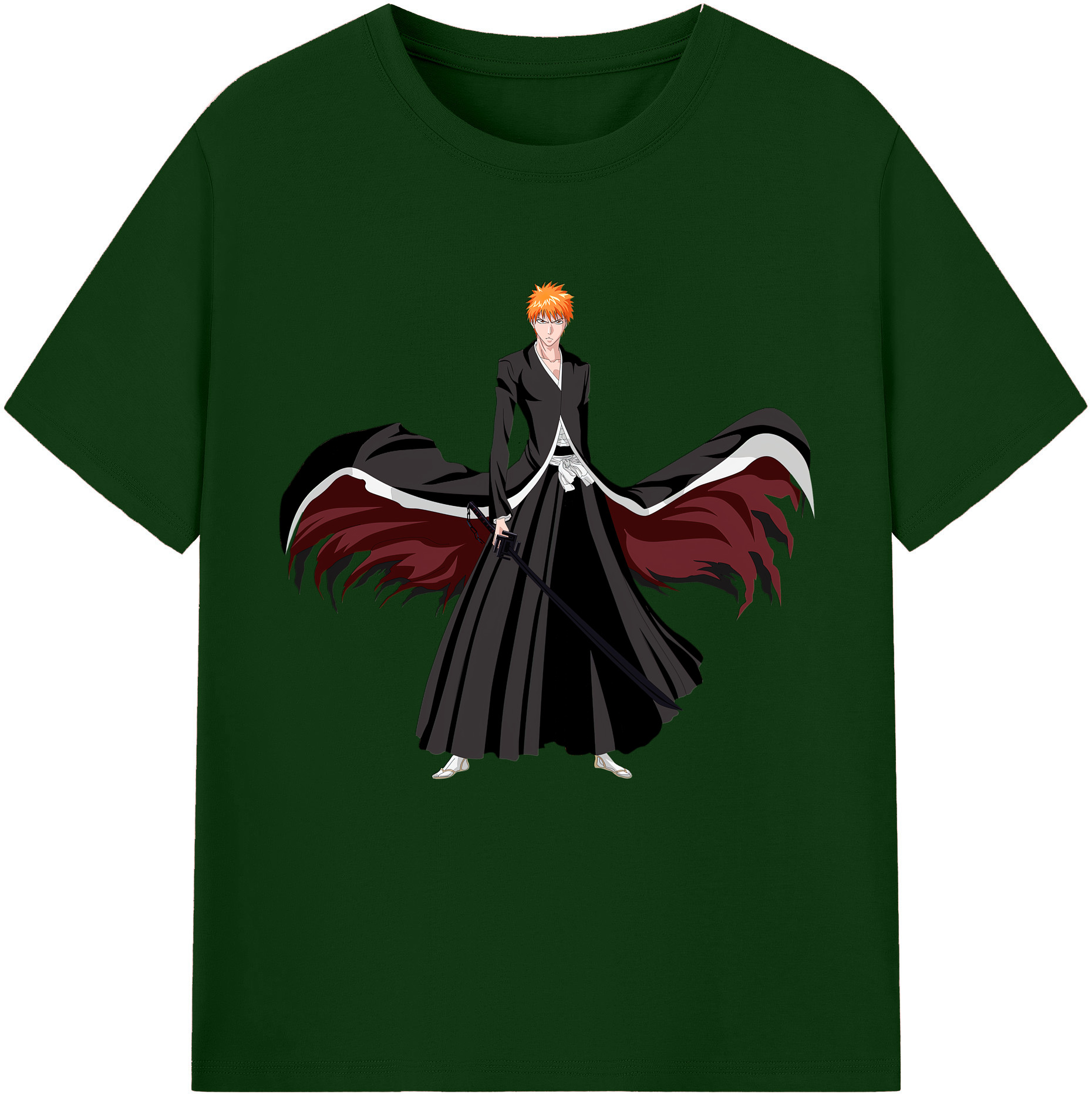 （画像用） ブリーチ 黒崎一護（くろさき いちご）BLEACH Kurosaki Ichigo 綿100％半袖Tシャツ（フロントプリント）